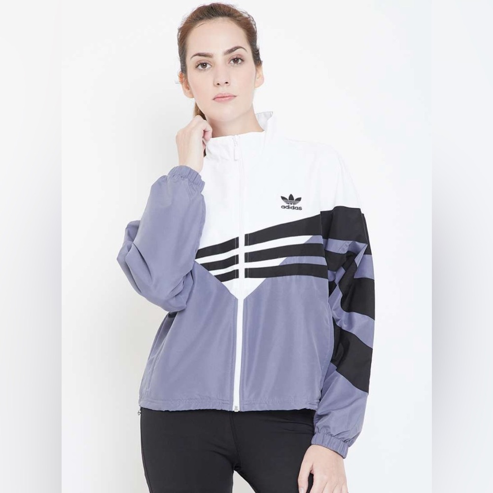 Adidas White and Purple Track Jacket